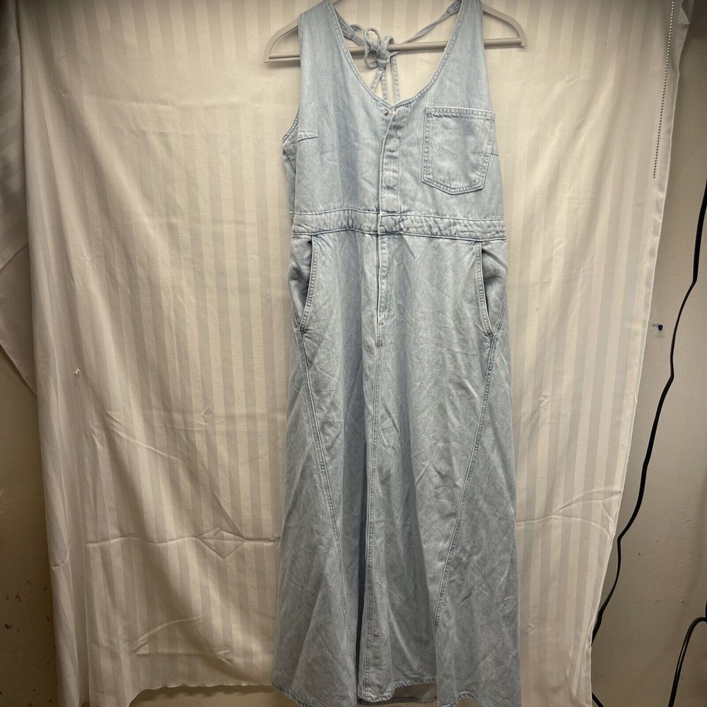 Universal‎ Thread Size 17 Halter Neck Denim Maxi Dress Light Wash Jean Boho NEW